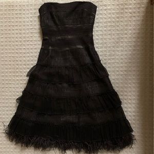 BCBG Max Azria strapless ostrich feather dress